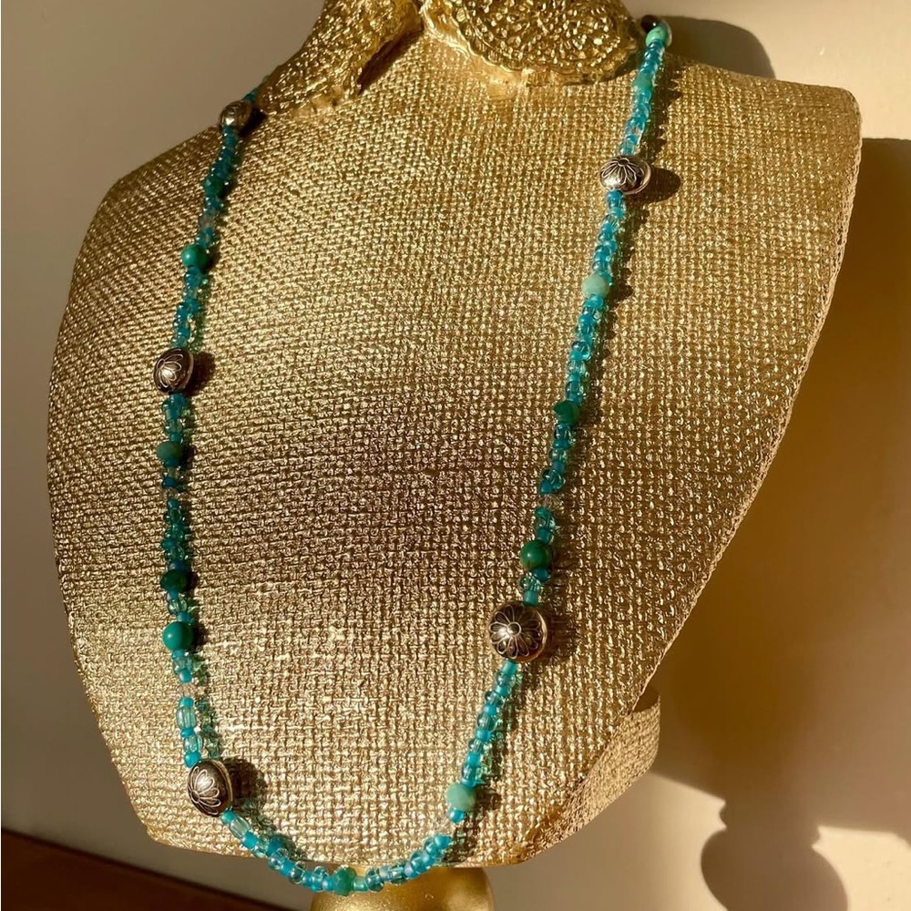 Turquoise Bead Long Necklace - Women Jewelry